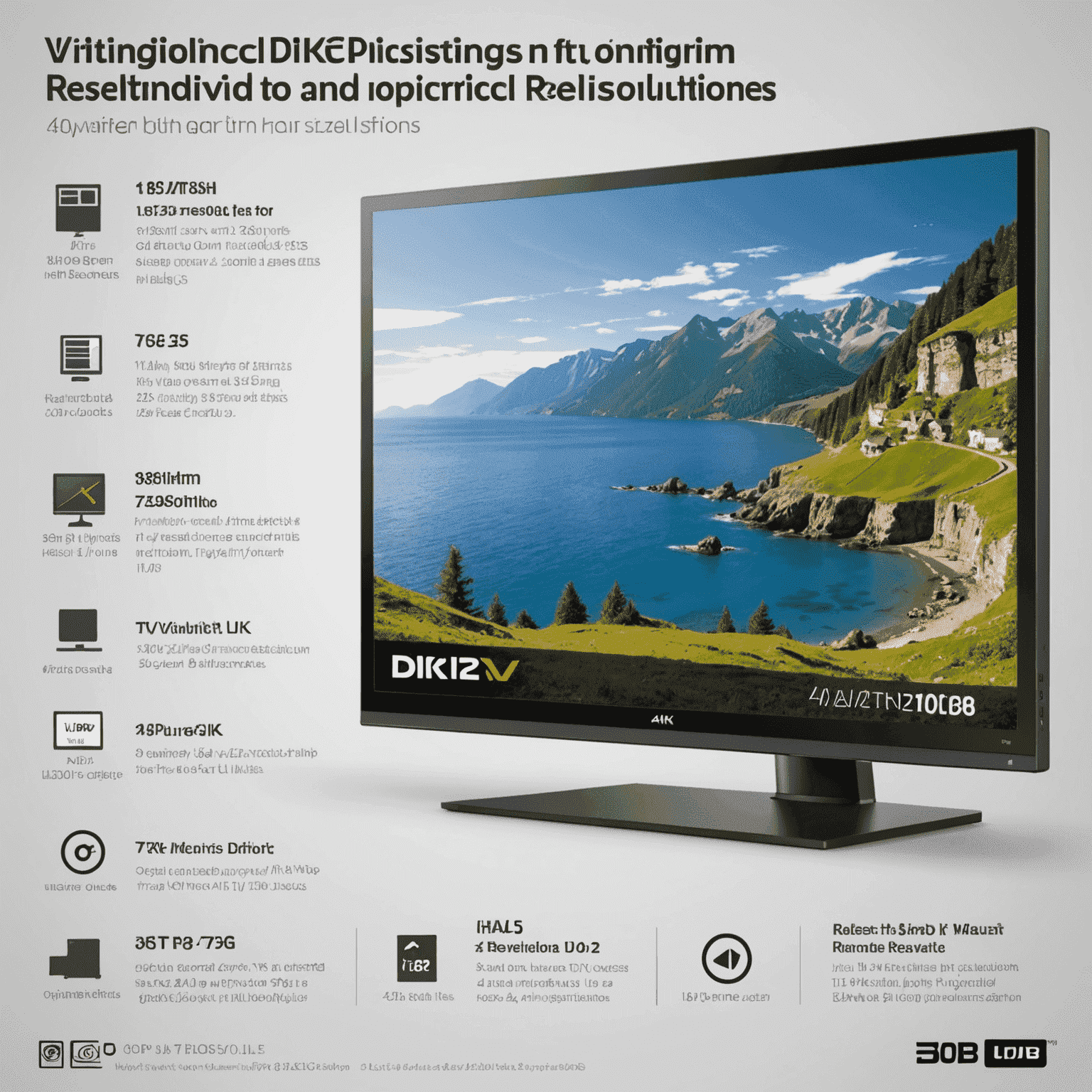 Infographic showing the relationship between viewing distance and optimal TV sizes for 4K and 1080p resolutions